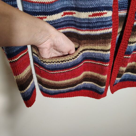 Vtg Ralph Lauren SMALL Hand Knit Sweater Cardigan Southwestern Aztec Navajo 90s - Picture 4 of 9